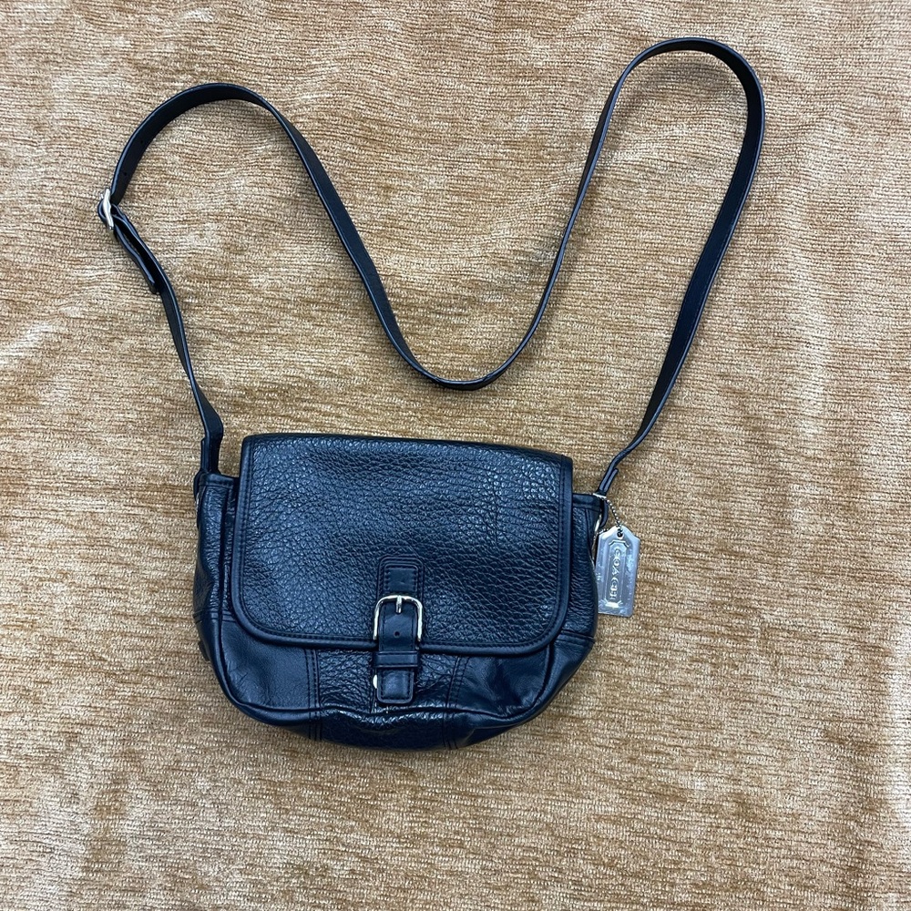 Coach Hadley luxe grain black leather crossbody with adjustable strap